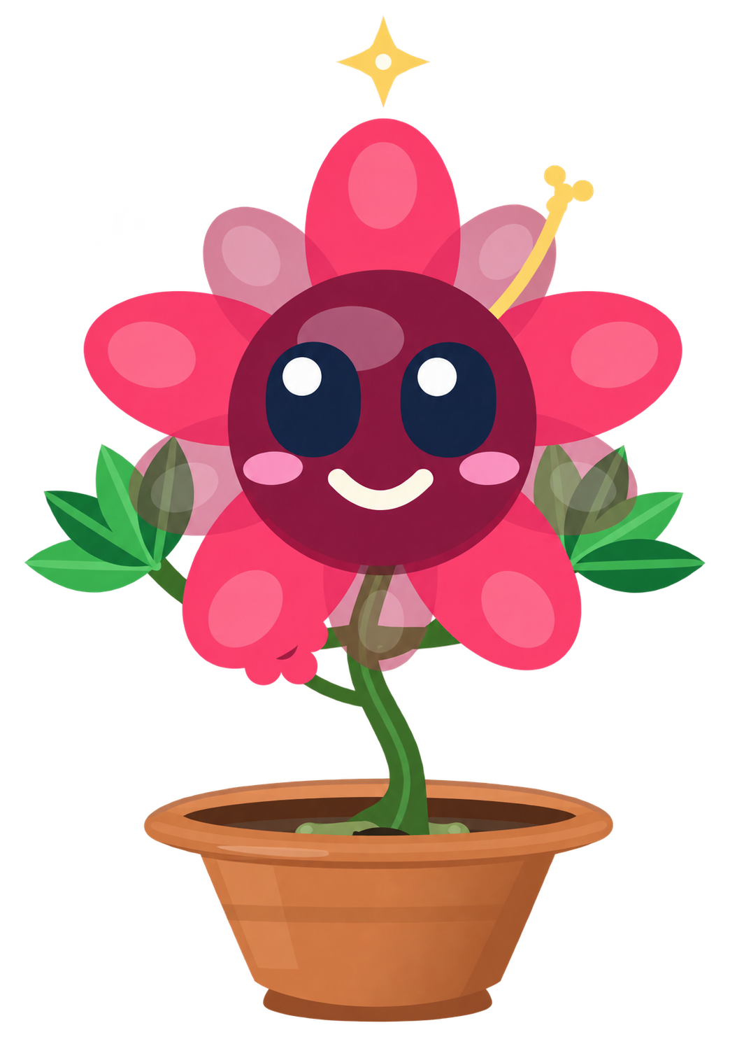 La fleur rose de Flocus, épanouie